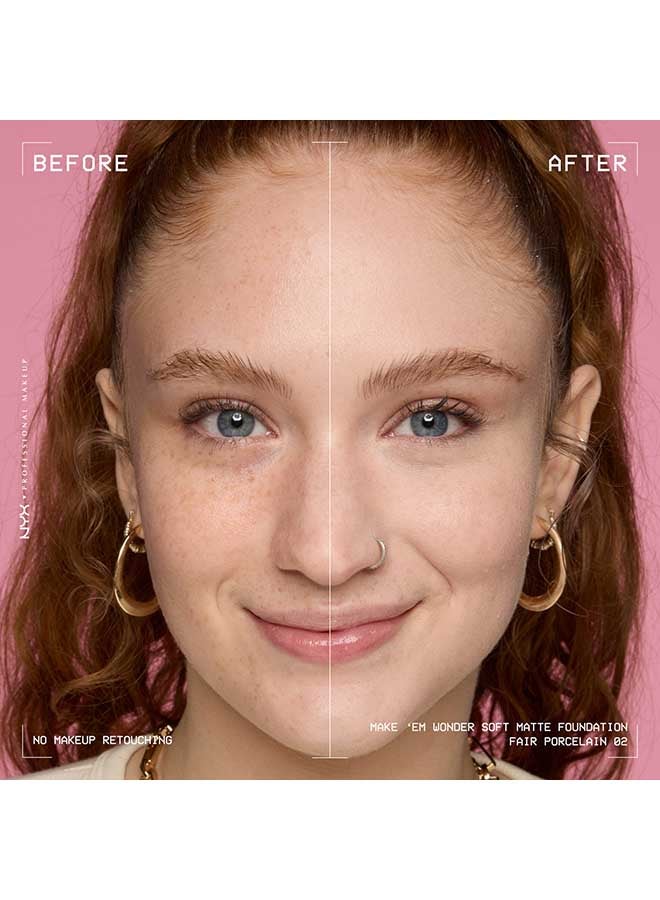NYX PROFESSIONAL MAKEUP Make 'EM Wonder, 24H Soft Matte Foundation, Undetectable  Finish, Fair Porcelain - Image 3